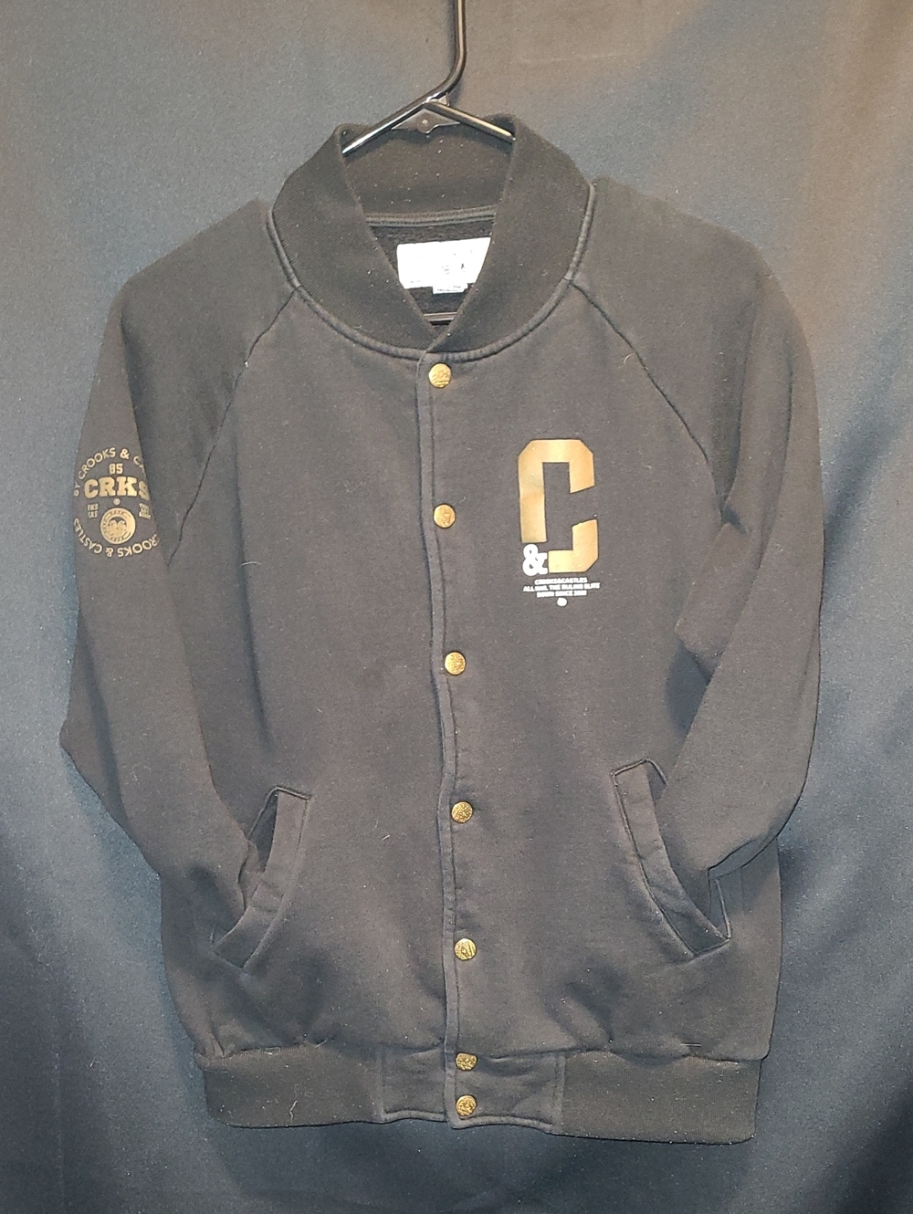 Crooks & Castles Black Snap Jacket with Gold Accents